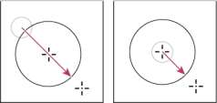 Рисование от угла (слева) и рисование от центра (справа)